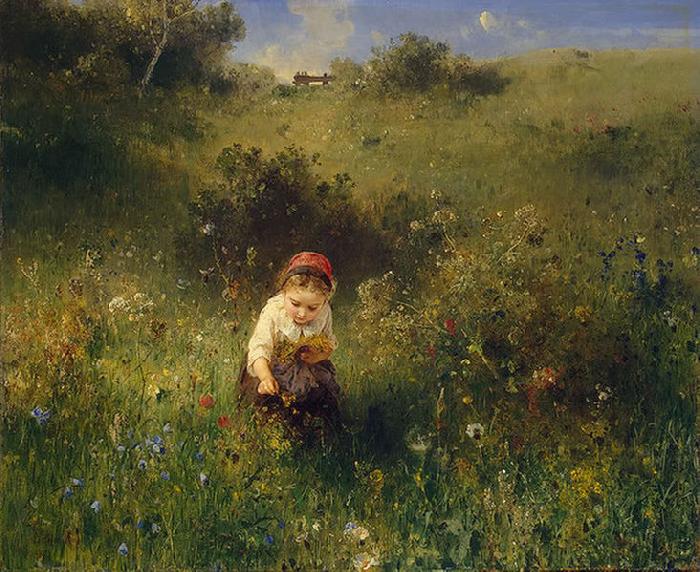 Ludwig Knaus Girl in a Field China oil painting art